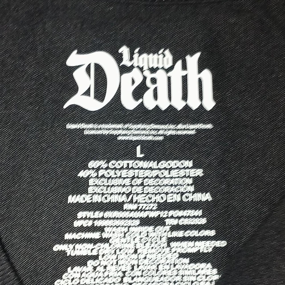 Liquid Death Black Gold Skull Graphic T-Shirt Mens Large Skater Tee